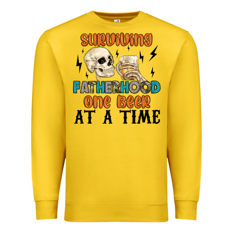 Surviving Fatherhood One Beer At A Time Premium Sweatshirt by MaliasSmallBusiness | Teevron
