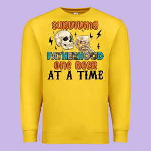 Surviving Fatherhood One Beer At A Time Premium Sweatshirt Designed By Maliassmallbusiness