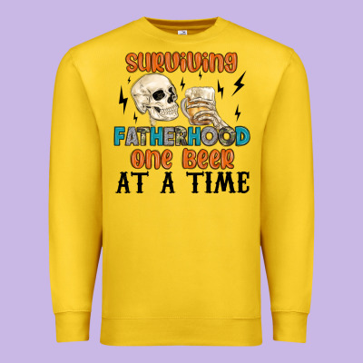 Surviving Fatherhood One Beer At A Time Premium Sweatshirt Designed By Maliassmallbusiness