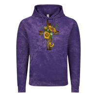 Cloud Purple sunflower cross Vintage Hoodie - texasbilliewilder