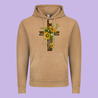 Sunflower Cross Vintage Hoodie Designed By Texasbilliewilder