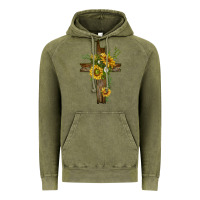 Vintage Olive sunflower cross Vintage Hoodie - texasbilliewilder