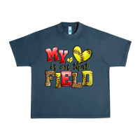 Midnight Navy my heart is on that field softball Urban Heavy Tee - Zillion Design Studio