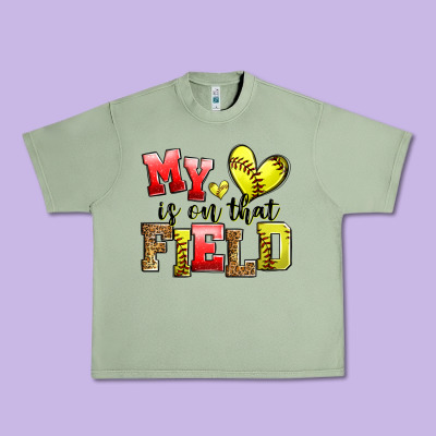 My Heart Is On That Field Softball Urban Heavy Tee Designed By Zillion Design Studio