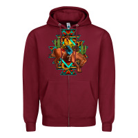 Burgundy aztec rodeo cowboy Zipper Hoodie - JahusDesignShop