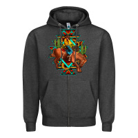 Charcoal Heather aztec rodeo cowboy Zipper Hoodie - JahusDesignShop