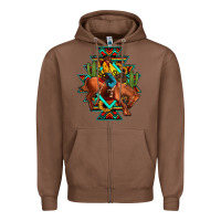Chestnut aztec rodeo cowboy Zipper Hoodie - JahusDesignShop