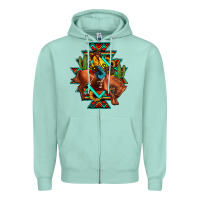 Seafoam aztec rodeo cowboy Zipper Hoodie - JahusDesignShop