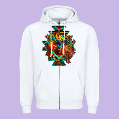 Aztec Rodeo Cowboy Zipper Hoodie Designed By Jahusdesignshop