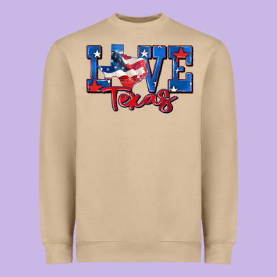 Love Texas Map Heavyweight Sweatshirt Designed By Zillion Design Studio