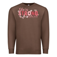 Chestnut she is strong proverbs 31 25 Premium Sweatshirt - MaliasSmallBusiness