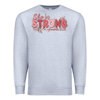 Heather Grey she is strong proverbs 31 25 Premium Sweatshirt - MaliasSmallBusiness