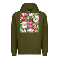 Army Green christmas santa claus and gift box seamless pattern bbs Premium Hoodie - BundleAndBundleShop