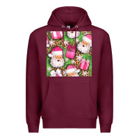 Burgundy christmas santa claus and gift box seamless pattern bbs Premium Hoodie - BundleAndBundleShop