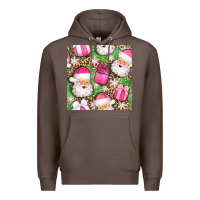 Coffee christmas santa claus and gift box seamless pattern bbs Premium Hoodie - BundleAndBundleShop