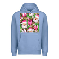 Colony Blue christmas santa claus and gift box seamless pattern bbs Premium Hoodie - BundleAndBundleShop