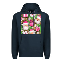 Navy christmas santa claus and gift box seamless pattern bbs Premium Hoodie - BundleAndBundleShop