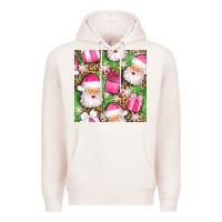 Pale Pink christmas santa claus and gift box seamless pattern bbs Premium Hoodie - BundleAndBundleShop