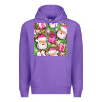 Purple christmas santa claus and gift box seamless pattern bbs Premium Hoodie - BundleAndBundleShop
