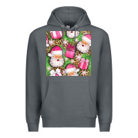 Rock christmas santa claus and gift box seamless pattern bbs Premium Hoodie - BundleAndBundleShop
