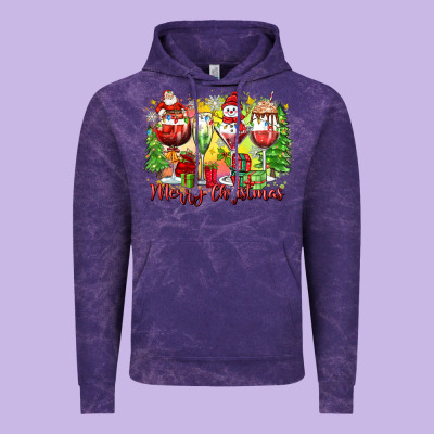 Merry Christmas Wine Glasses Vintage Hoodie Designed By Zillion Design Studio