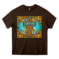 Chocolate Brown Western Faith Cross Butterfly Heavy Core Tee - LillyAllenDesigns