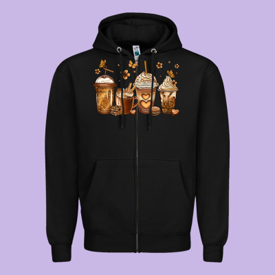 Melanin Afro Coffee Cups Zipper Hoodie Designed By Jasminsmagicworld