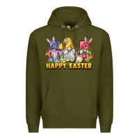 Army Green happy easter gnomies Premium Hoodie - chombo