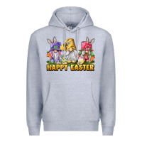 Heather Grey happy easter gnomies Premium Hoodie - chombo