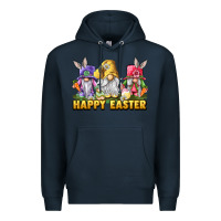 Navy happy easter gnomies Premium Hoodie - chombo