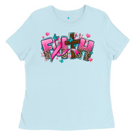 Baby Blue cancer faith cross Ladies Tee - AdoDesignShop