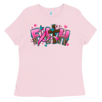 Bubblegum Pink cancer faith cross Ladies Tee - AdoDesignShop