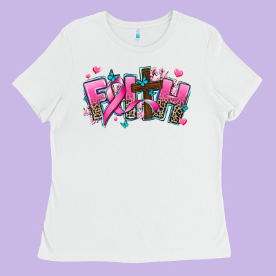 Cancer Faith Cross Ladies Tee Designed By Adodesignshop