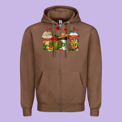 Cinco De Mayo Coffee Cups Zipper Hoodie Designed By Jasminsmagicworld