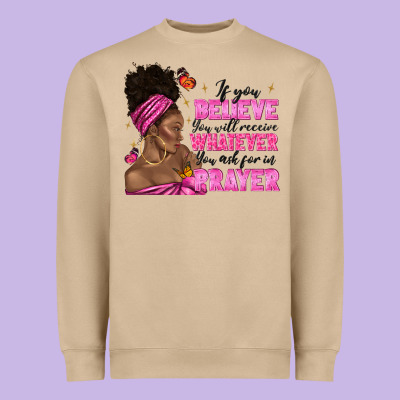 Heavyweight Sweatshirt afro woman bun and religion faith prayer