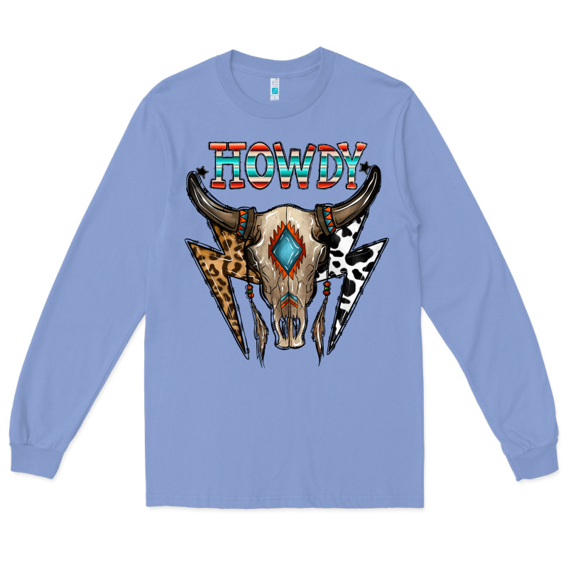 Howdy Boho Skull Long Sleeve Tee by CowhideDigitalArt | Teevron