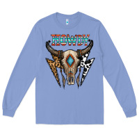 Colony Blue howdy boho skull Long Sleeve Tee - CowhideDigitalArt