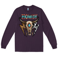 Plum howdy boho skull Long Sleeve Tee - CowhideDigitalArt