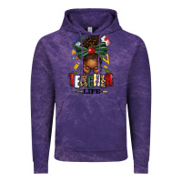 Cloud Purple teacher life afro messy bun Vintage Hoodie - texasbilliewilder