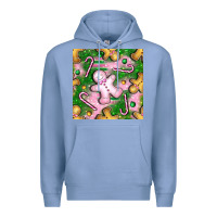 Colony Blue christmas smile gingerbread cookie seamless pattern bbs Premium Hoodie - BundleAndBundleShop