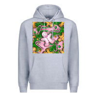 Heather Grey christmas smile gingerbread cookie seamless pattern bbs Premium Hoodie - BundleAndBundleShop