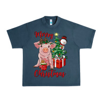 Midnight Navy merry christmas pig Urban Heavy Tee - RanaPortraitStore