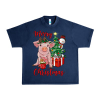 Navy merry christmas pig Urban Heavy Tee - RanaPortraitStore