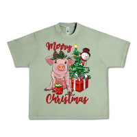 Oil Green merry christmas pig Urban Heavy Tee - RanaPortraitStore