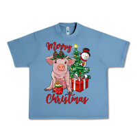 Pebble Blue merry christmas pig Urban Heavy Tee - RanaPortraitStore