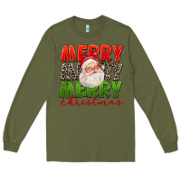 Army Green Merry Christmas Santa Long Sleeve Tee - FaDigitalArtStudio