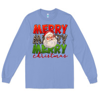 Colony Blue Merry Christmas Santa Long Sleeve Tee - FaDigitalArtStudio