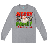 Heather Grey Merry Christmas Santa Long Sleeve Tee - FaDigitalArtStudio
