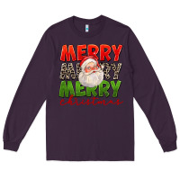 Plum Merry Christmas Santa Long Sleeve Tee - FaDigitalArtStudio