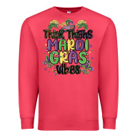 Cardinal thick thighs mardi gras vibes Premium Sweatshirt - MaliasSmallBusiness